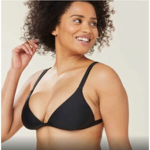 Andie Swim Women Large The Caicos Bikini Top Black‎ New